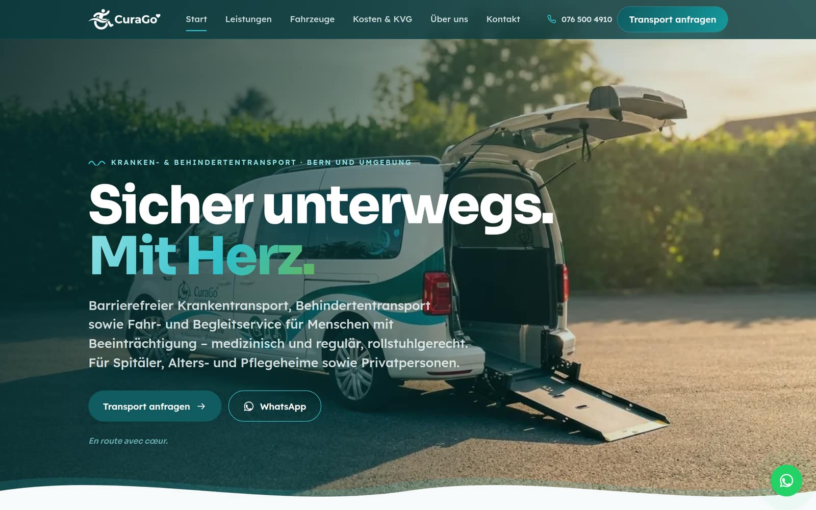 CuraGo – Mehrseitige Website mit Anfrage von 99dev
